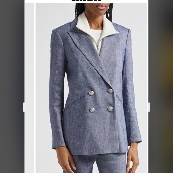 Veronica Beard Jackets & Blazers - Veronica Beard Dale Linen Blend Dickey Jacket in Blue Melange Size 12